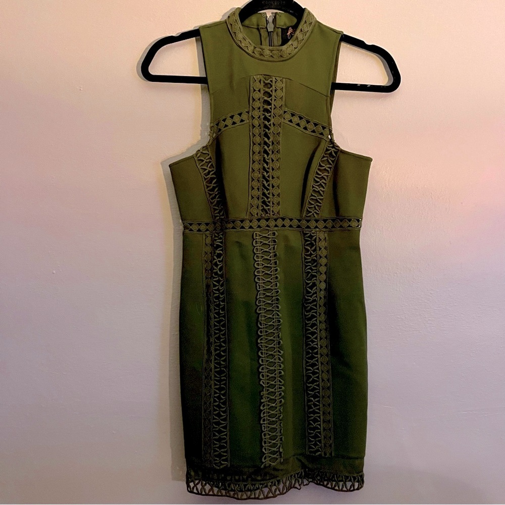 Free people lace spandex bodycon dress Elegant Olive Green Sleeveless Dress